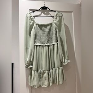 Smocked Ruffle-Trim Mini Dress